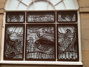 Decorative window poem in Edinburgh