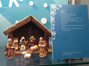 Picture of a nativity scene and poem at the 26 Children's Winters exhibition