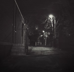 Photo of an urban street at night